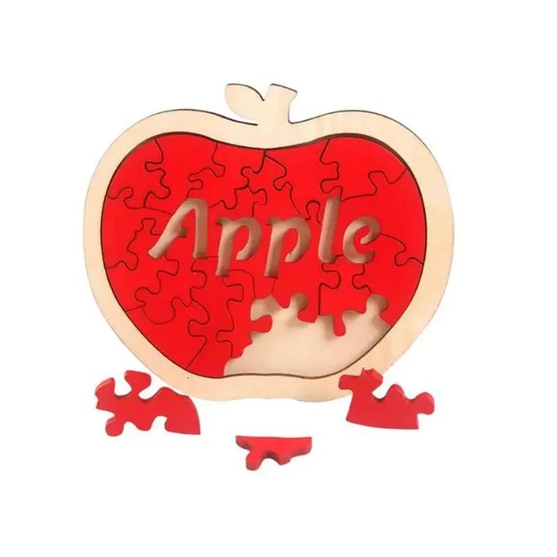 2020 New Apple-shaped Intelligence Wooden Jigsaw Puzzle Brain Teaser Game for Children Adults