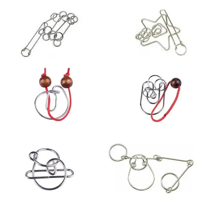 Classic Metal Brain Teasers Lock Ring Puzzle Logic Magic Mind Wire Puzzles Game Gift for Adults Kids