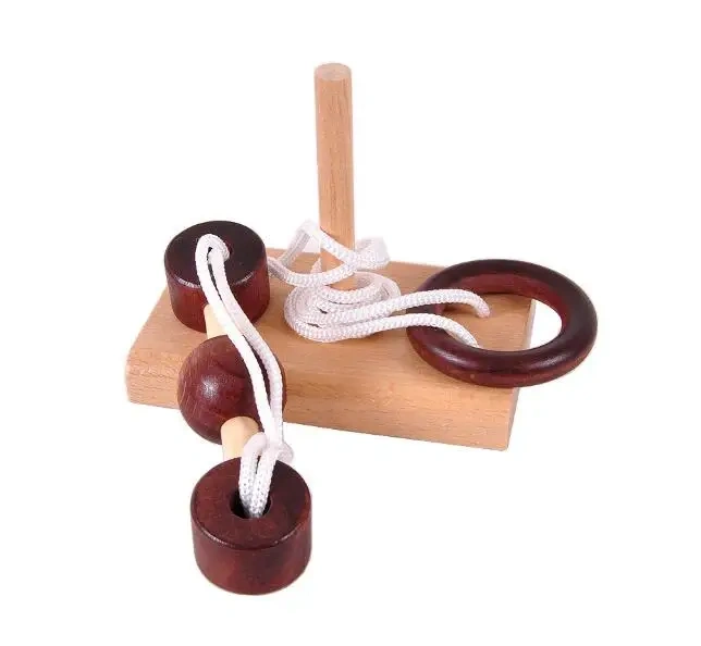 Classsic Loop Puzzle Logic 3D Wooden Brain Teaser Rope Puzzles Game for Adults