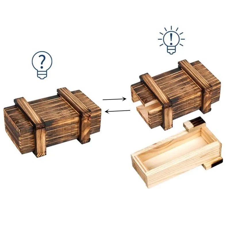 Classic Wooden Brain Teaser Magic Box Puzzle for Adults and Kids