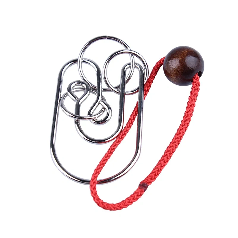 Wooden Rope Puzzle - Disentanglement Metal String Brain Teaser for Kids and Adults