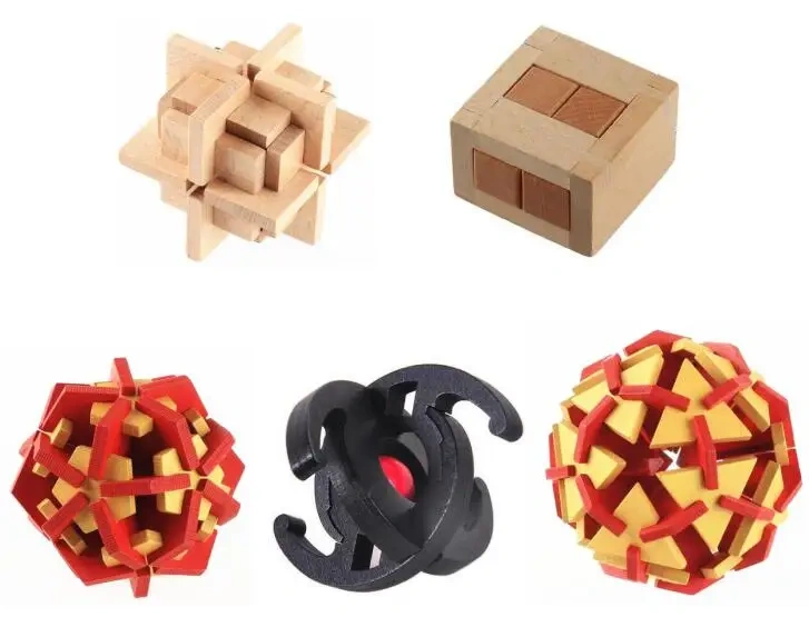 2017 New Wooden Puzzle Mind Brain Teasers Wood Burr Interlocking Puzzles Game for Adults Kids