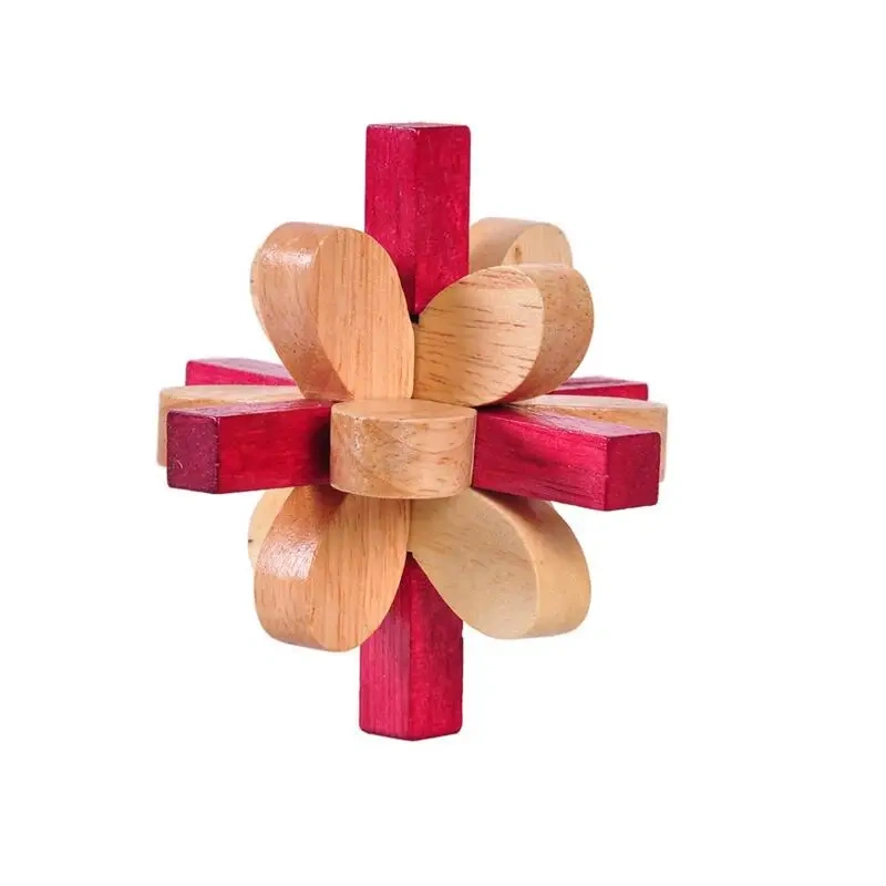 Lilac-shaped Wooden Brain teaser Burr Puzzle Game for Adults Kids