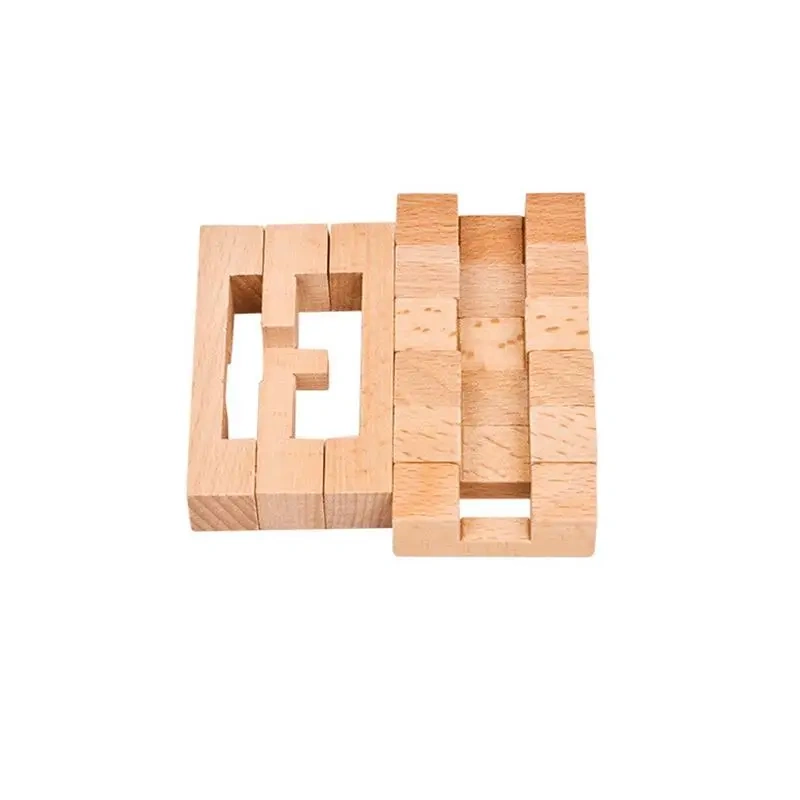4PCS/Set Classic 3D Wooden Brain Teasers Burr Interlocking Puzzles Game for Adults Kids