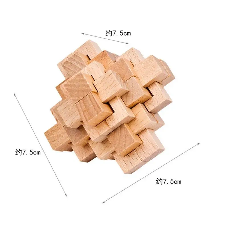 3PCS/Set Classic 3D Wooden Puzzles Interlocking Burr Brain Teasers Game for Adults Children Kids
