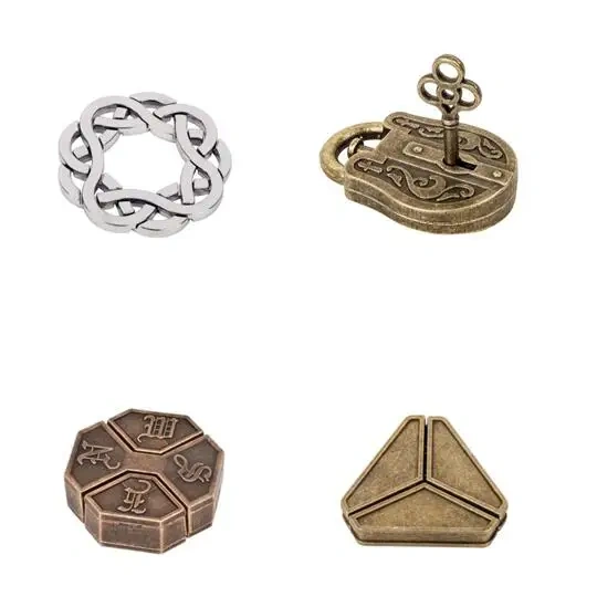 Classic Metal Brain Teasers Lock Ring Puzzle Magic Wire Rope Puzzles Game for Adults Kids