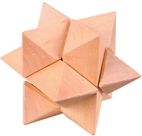 2PCS/Lot 3D Star Wooden Puzzle Mind Brain Teaser Puzzles Game for Adults Children