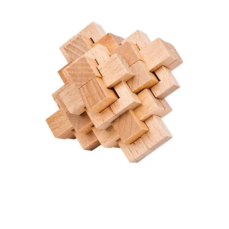 3PCS/Set 3D Wooden Interlocking Burr Puzzles Brain Teasers Game Toys for Adults Children