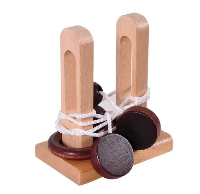 Desk Novelty 3D Wooden Rope Puzzle Mind Brain teaser Loop Puzzles Game for Adults