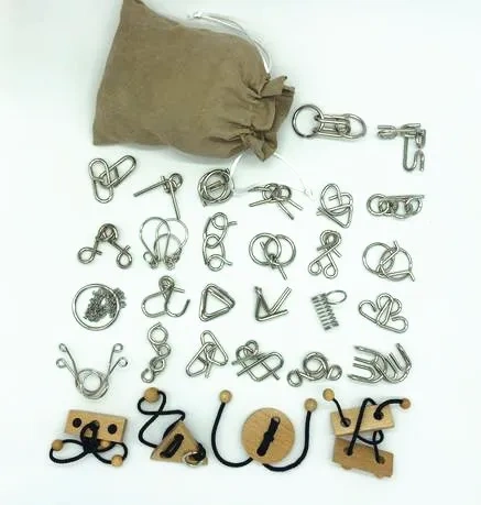 New 26/30PCS per Set Metal Puzzle Mind Brain Teaser Magic Wire Rings Puzzles Game for Children Adults