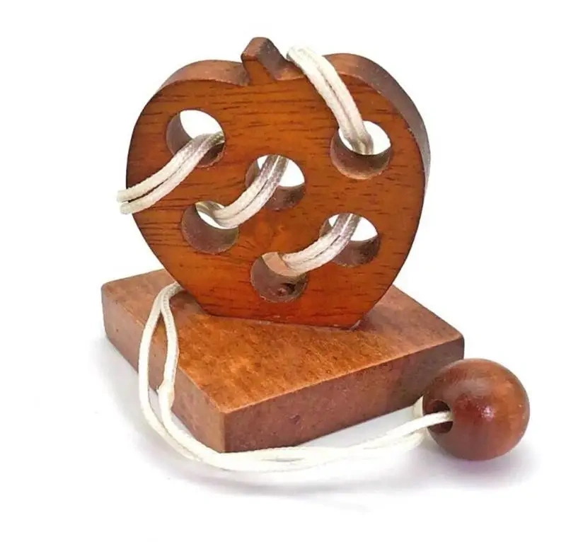 Metal Wooden Rope Puzzle Logic Mind Brain Teaser String Loop Rings Puzzles Game Toys for Adults Children