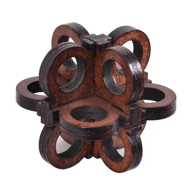 Challenging Wooden Puzzle Mind Brain Teaser Game Solution for Adults Children