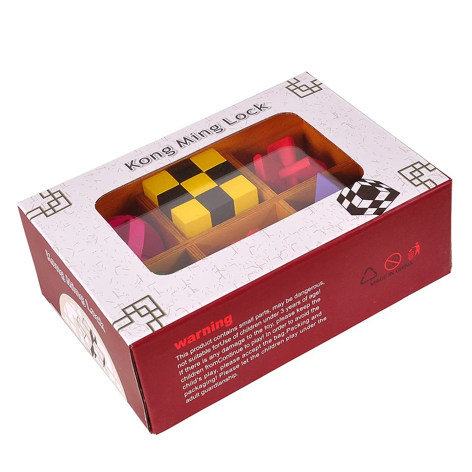 New Set of 6PCS Wooden Brain Teaser Burr Educational Puzzles Game for Children Adults
