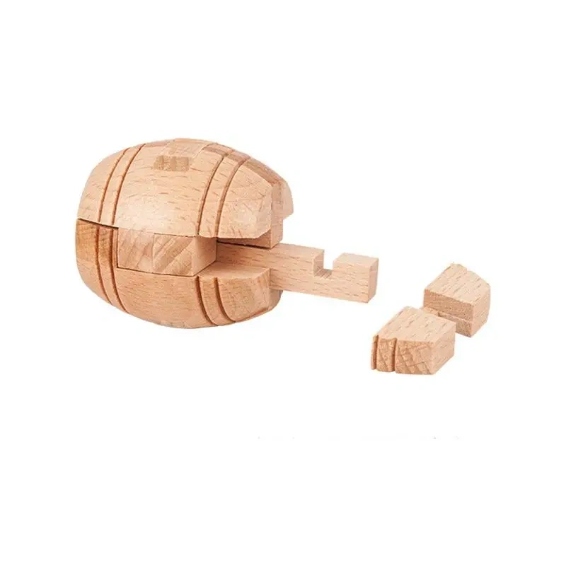 Classic Barrel-shaped Wooden Interlocking Burr Puzzles Game for Adults Children