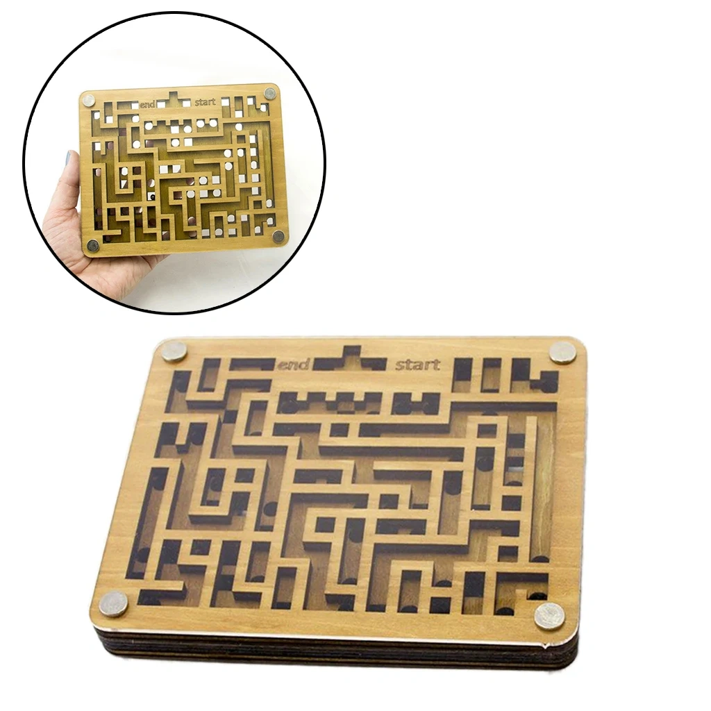 Two Layers 3D Wooden Maze Puzzle Challenging Mind Anti Stress Labyrinth Puzzles Game for Adults
