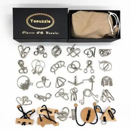 New 26/30PCS per Set Metal Puzzle Mind Brain Teaser Magic Wire Rings Puzzles Game for Children Adults