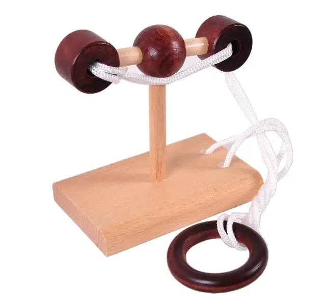Classsic Loop Puzzle Logic 3D Wooden Brain Teaser Rope Puzzles Game for Adults