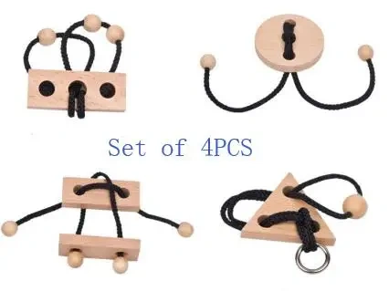 Desk Novelty 3D Wooden Rope Loop Puzzle Mind String Brain teaser Game for Adults Kids