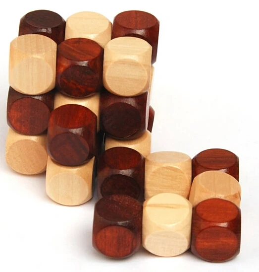 Classic Wooden Cube Puzzle Test Mind Brain Teaser Puzzles Game for Adults and Kids