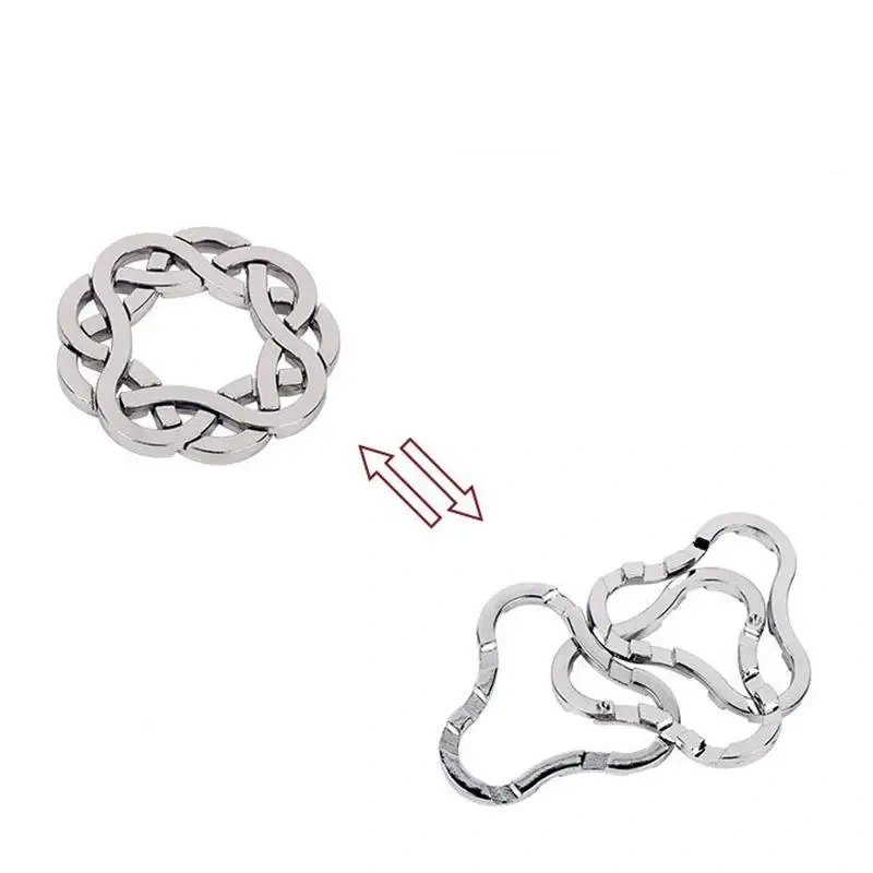 Classic Metal Brain Teasers Lock Ring Puzzle Magic Wire Rope Puzzles Game for Adults Kids
