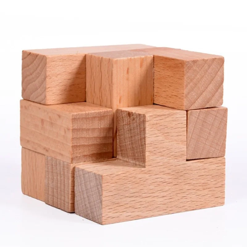 Desk Novalty Wooden Soma Cube Puzzle Mind Box Brain Teaser Game for Adults Kids