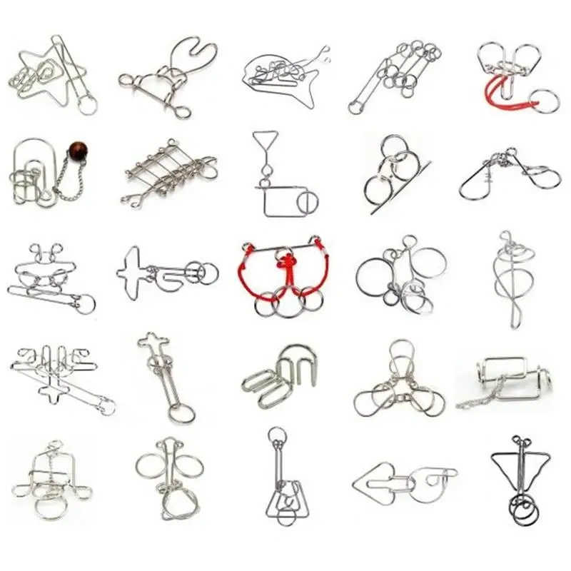 Classic Intelligence Metal Wire Puzzle Baffling Brain Teaser Magic Rings Puzzles Game for Adults Children
