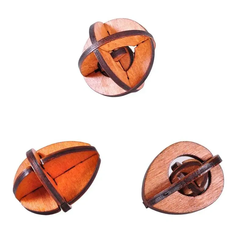 3PCS/Set Vintage Style 3D Wooden Puzzles Traditional Intelligence Game Toy for Adults Children