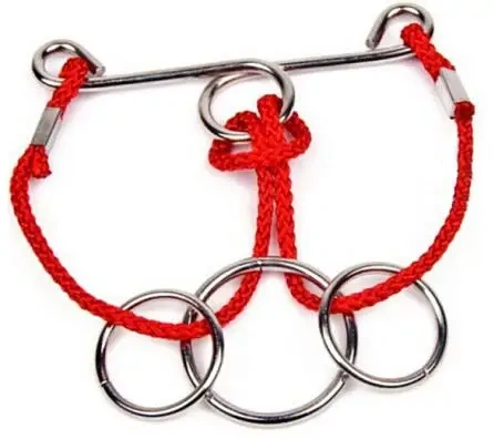 Wooden Rope Puzzle - Disentanglement Metal String Brain Teaser for Kids and Adults