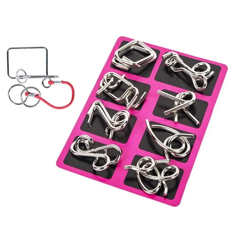 9PCS/Set Metal Puzzle Wire Brain Teaser Game for Children Adults