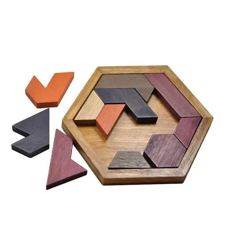 3PCS/Set Wooden Tangram Board Puzzle Kids Mind Brain Teasers Puzzles Game