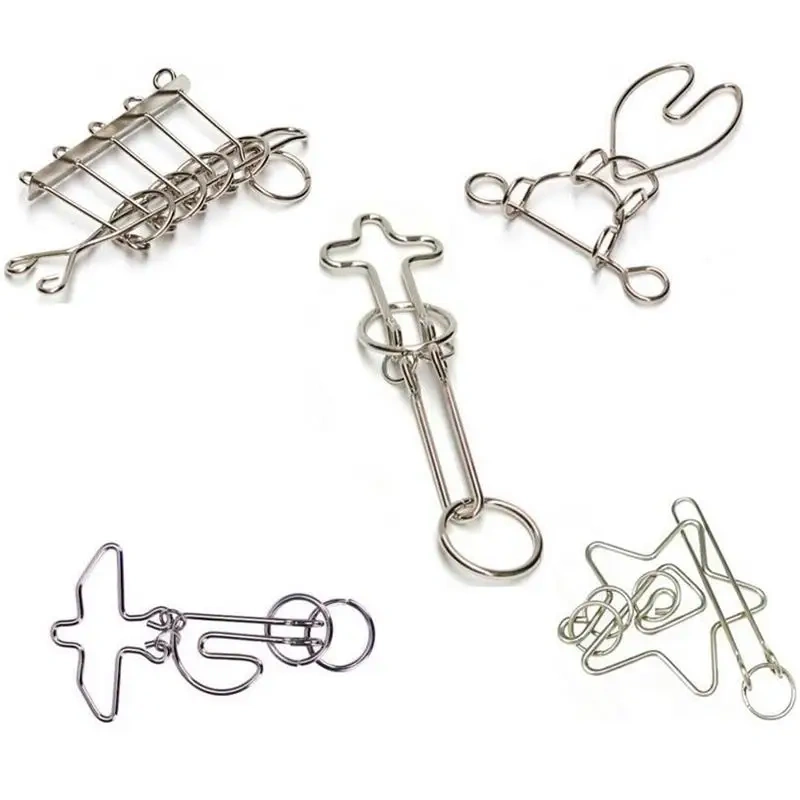 5PCS/Set Classic Metal Wire Puzzles Game for Children Adults