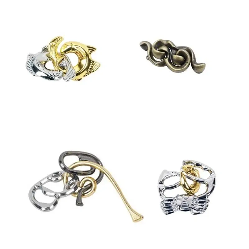 Classic Metal Brain Teasers Lock Ring Puzzle Magic Wire Rope Puzzles Game for Adults Kids