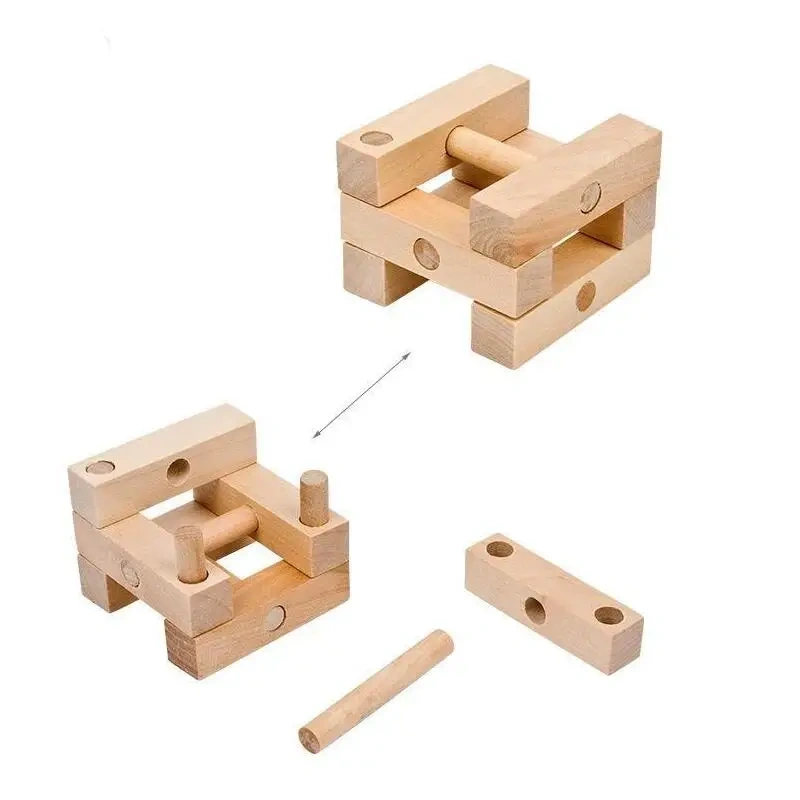 Three Dimension Mind Brain Teaser Wooden Interlocking Puzzles Game for Kids and Adults