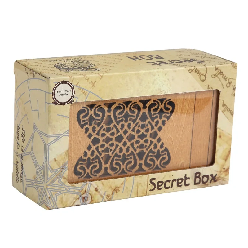 Dest Novelty Challenging Magic Wooden Secret Box Puzzle Logic Brain Teasers Wood Puzzles Game Gift for Adults