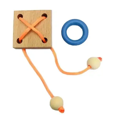 14/20PCS Wooden Rope Puzzles Game Magic Metal Loop Puzzle Brain Teasers Gift for Adults Kids