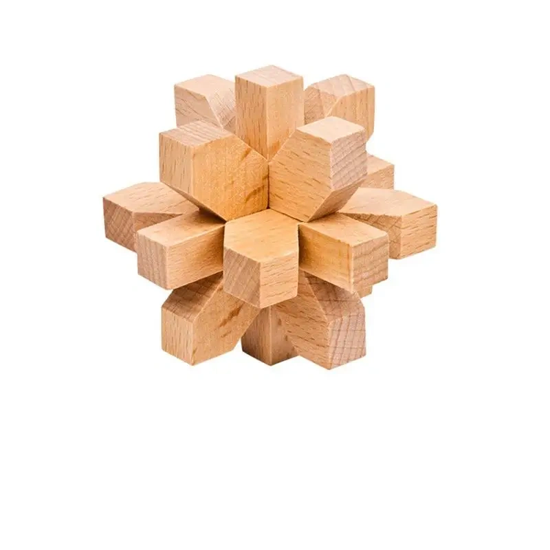 4PCS/Set Classic 3D Wooden Brain Teasers Burr Interlocking Puzzles Game for Adults Kids