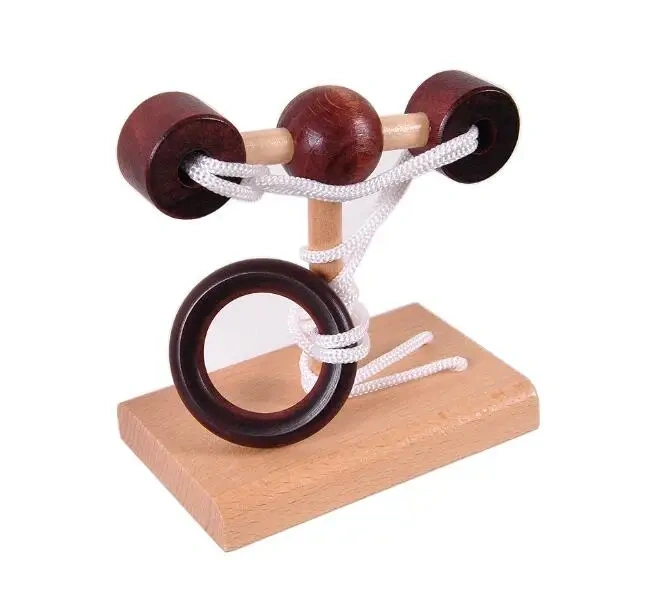 Classsic Loop Puzzle Logic 3D Wooden Brain Teaser Rope Puzzles Game for Adults