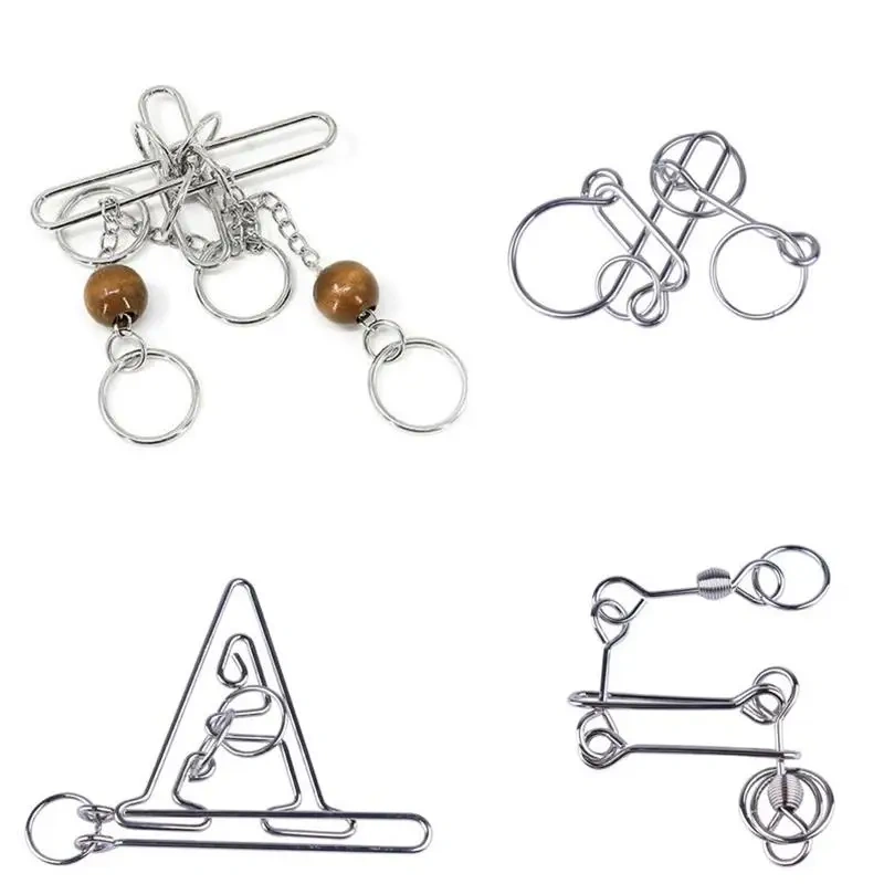 4PCS/Set Intelligence Metal Wire String Lock Brain Teasers Puzzles Game