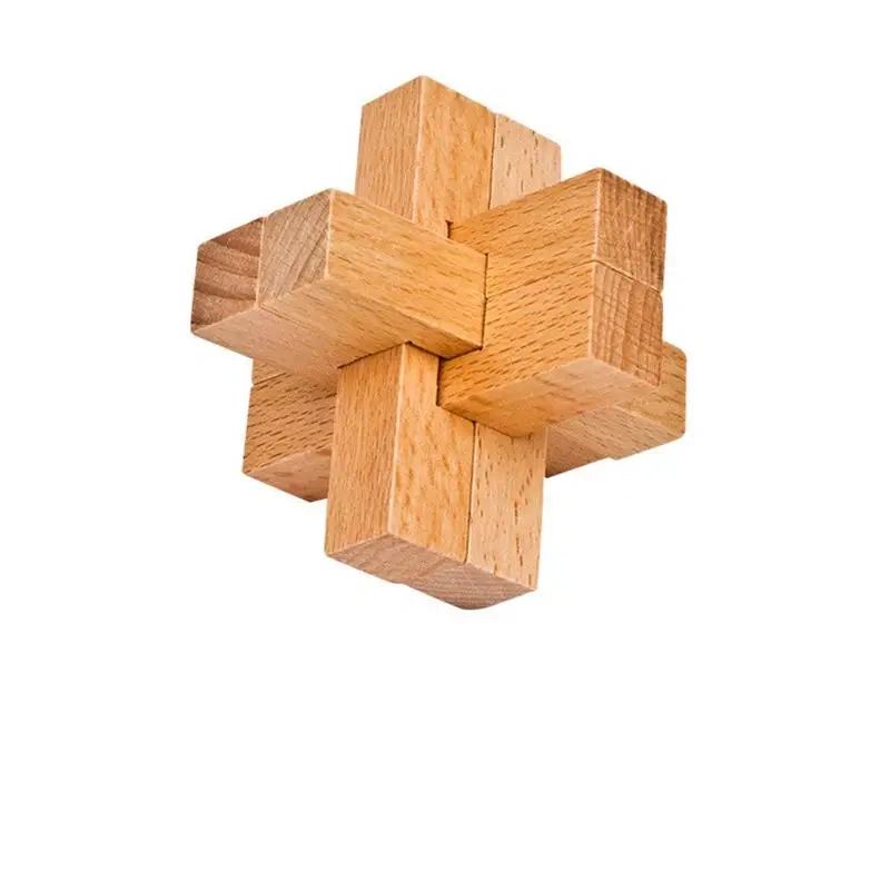 4PCS/Set Classic 3D Wooden Brain Teasers Burr Interlocking Puzzles Game for Adults Kids