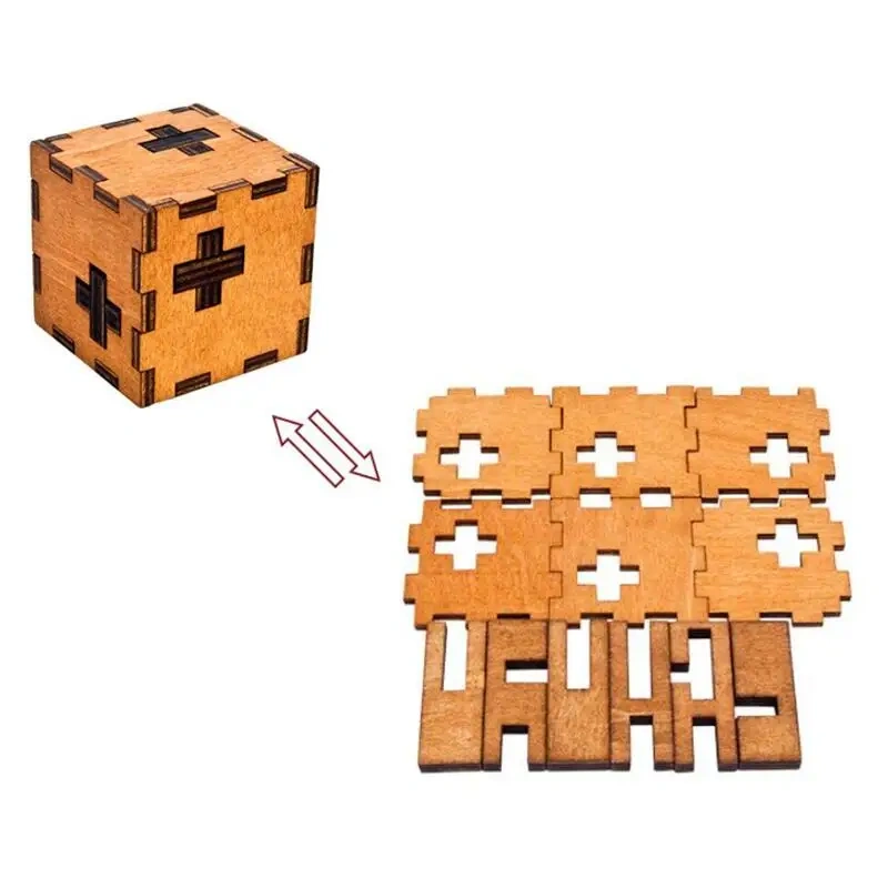 2PCS/Set Challenging 3D Wood Brain Teasers Puzzles Mind Puzzles Game for Adults Kids