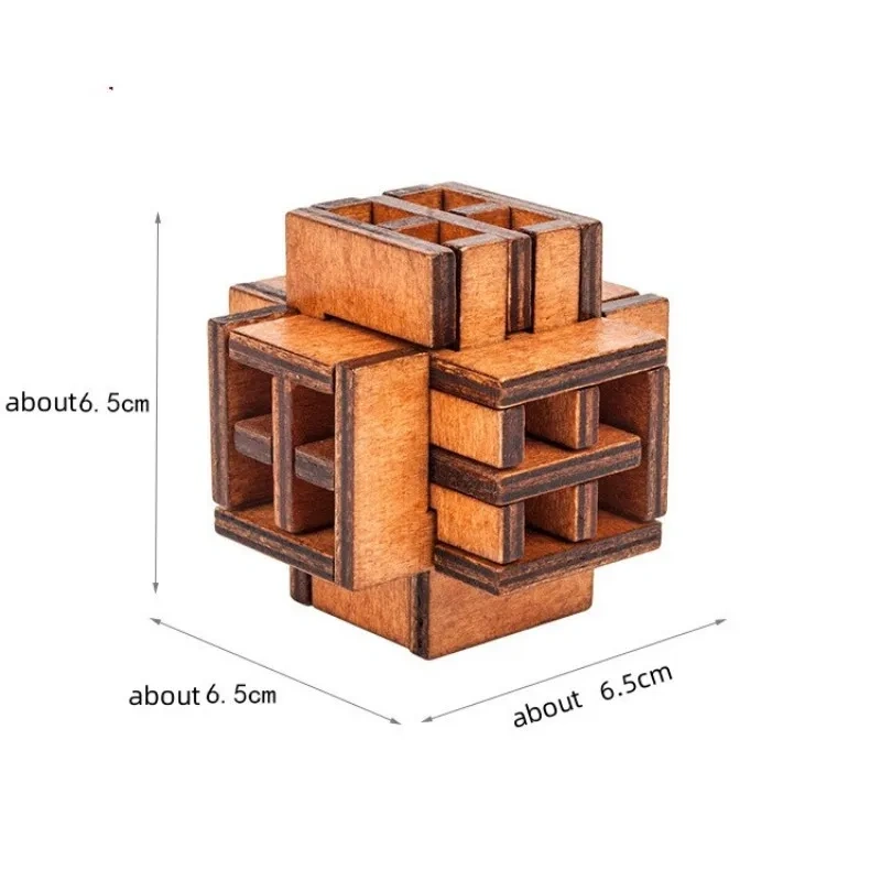 3PCS/Set 3D Wooden Interlocking Burr Puzzles Brain Teasers Game Toys for Adults Children