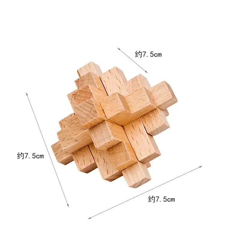 Classic Burr Puzzle 15-piece Wooden Interlocking Brain Teaser Puzzles Game for Adults Kids