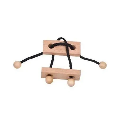 Classic Wooden Rope Puzzle Metal Brain Teasers Loop Magic Puzzles Game for Adults Kids