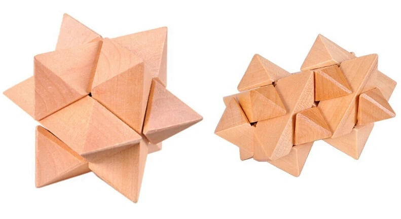 2PCS/Lot 3D Star Wooden Puzzle Mind Brain Teaser Puzzles Game for Adults Children