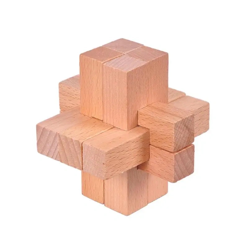 Challeging 9 pieces Wooden Interlocking Brain Teaser Puzzles Game