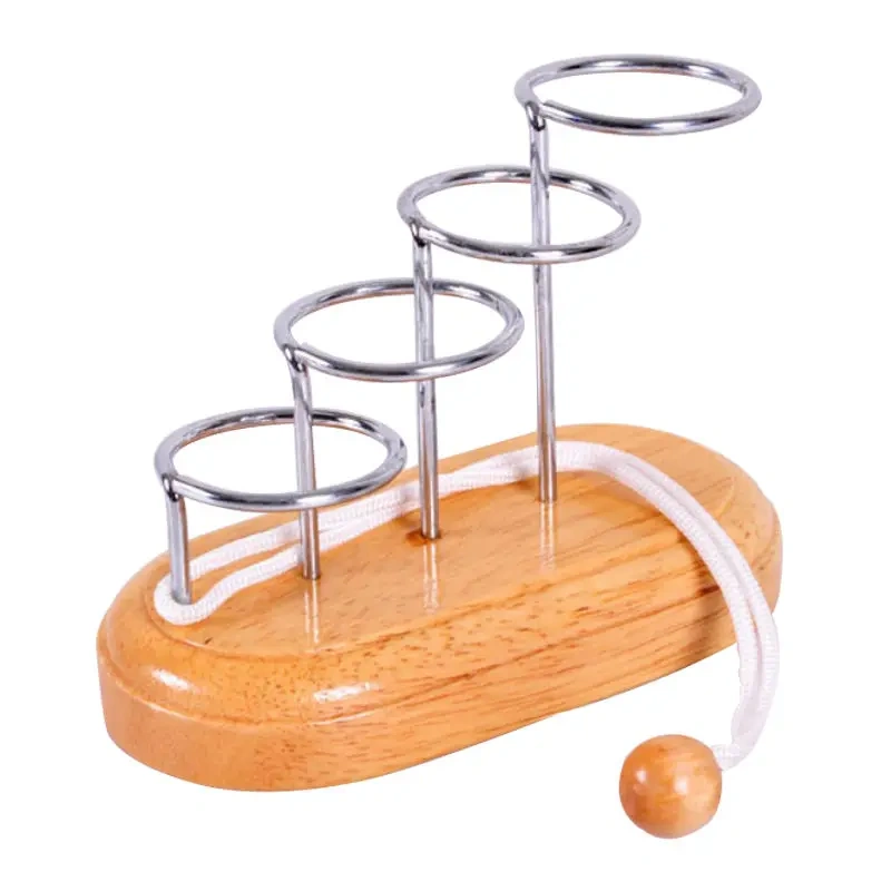 Classic 3D Metal Wooden String Puzzle Brain Teaser Rope Puzzles Game for Adults and Kids