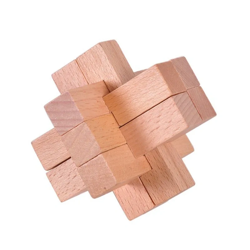 Challeging 9 pieces Wooden Interlocking Brain Teaser Puzzles Game