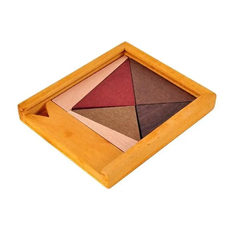 Wooden Tangram Board Puzzles Magic Intelligence Mind Brain Teasers Game