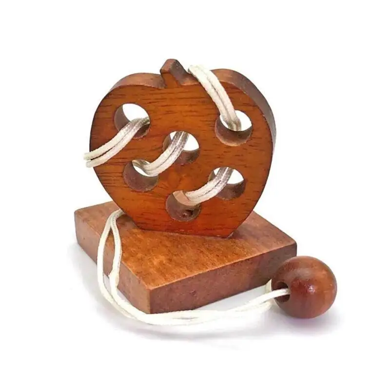 Apple-shaped Mind-stimulating Wooden String Puzzle Logic Mind Brain ...