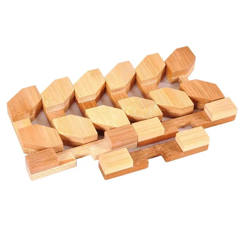 Classic Bamboo Brain Teasers Interlocking Puzzle Game for Adults Kids Size 7.5cm